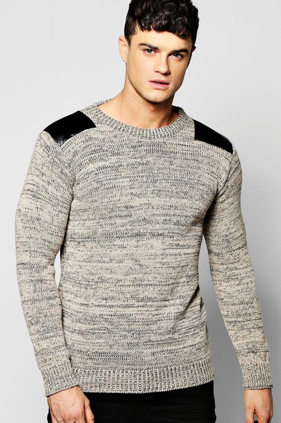 Mixed Yarn Crew Neck Jumper